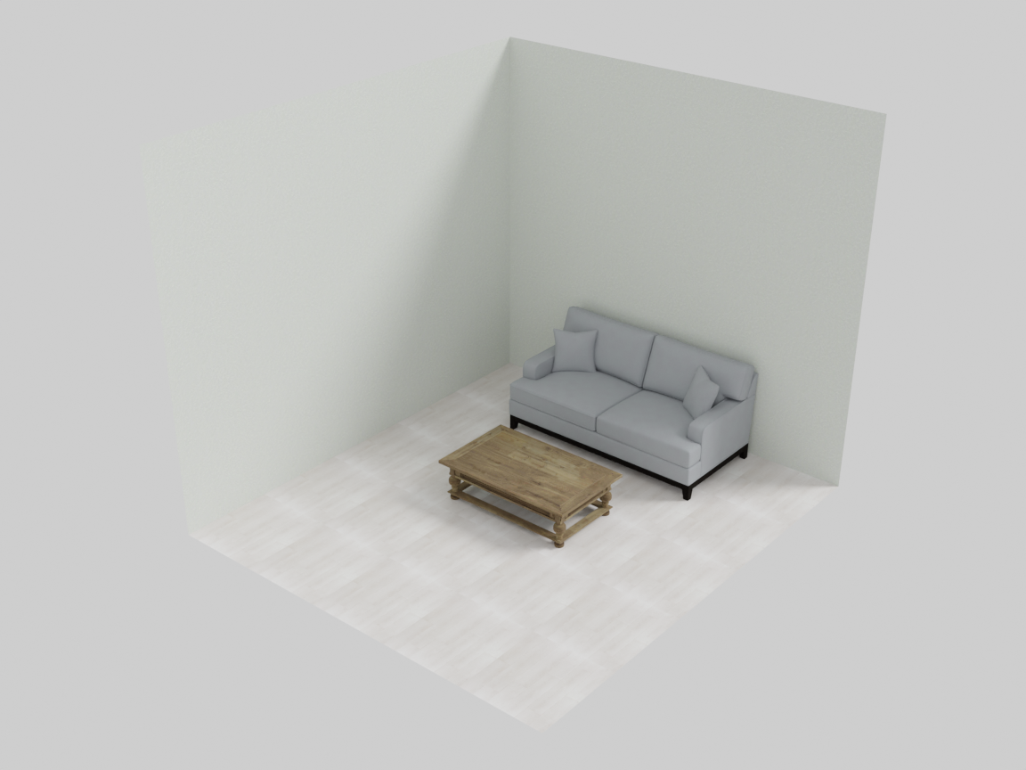 the living room the example builds, perspective