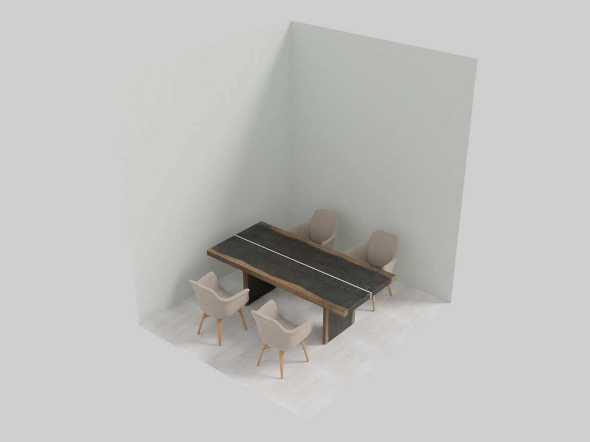 dining set jammed into a 0.7x room