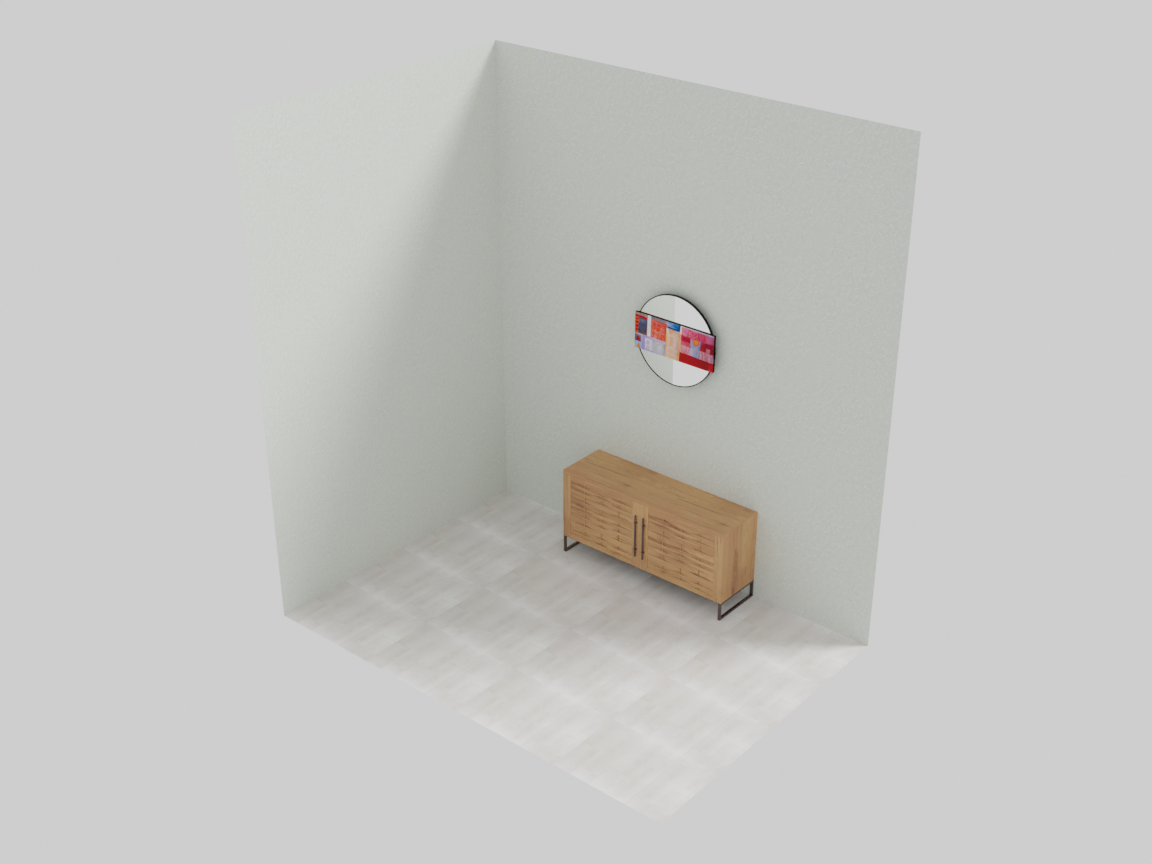 painting and mirror colliding in the same wall slot